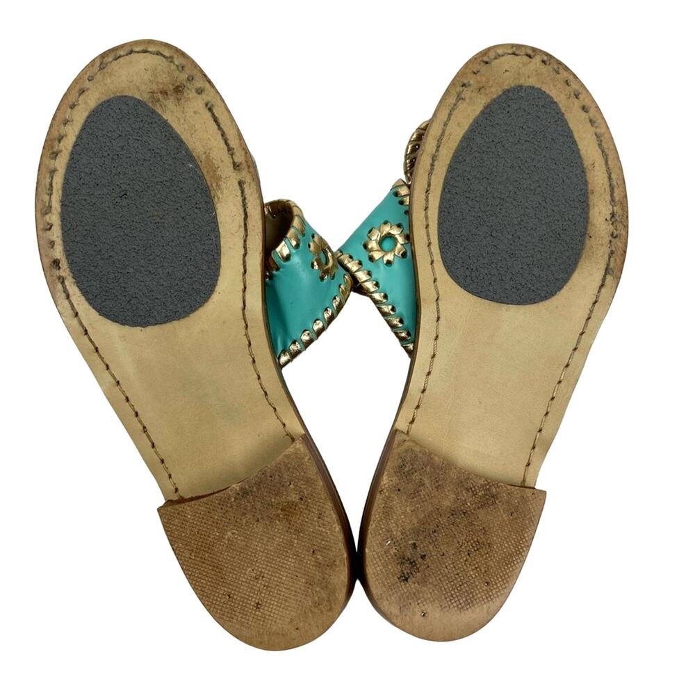 Jack Rogers Nantucket Gold Sandals 6 Caribbean Blue - Picture 8 of 9